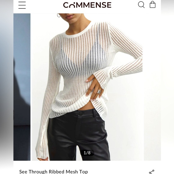 Commense Tops - NWT Commense See Through Ribbed Knit Mesh Top